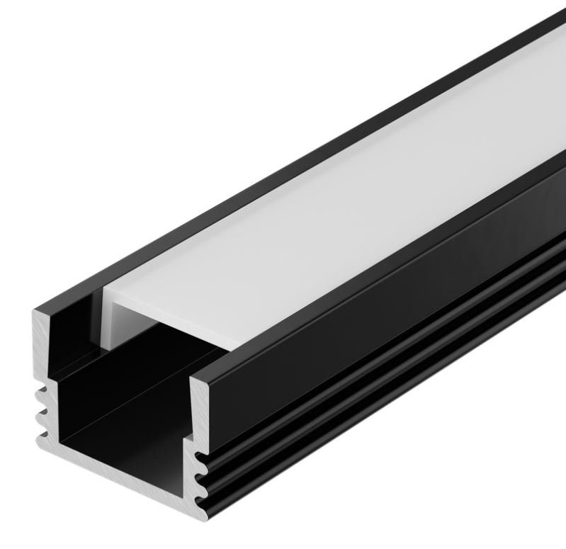 Профиль алюминиевый для LED ленты 1712 2м опал черный (LSADD1712-SET1-2-N1-1-K02) Профиль алюминиевый для светодиодной ленты