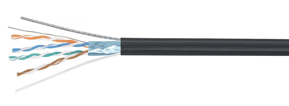 GENERICA F/UTP кат. 5E 100МГц 4 пары LDPE OUTDOOR трос 1,2мм черный (BC3-C5E04-359-305-G) Кабель «витая пара» (LAN) для структурированных систем связи