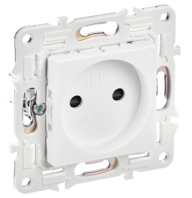 SKANDY Розетка 1-местная SK-R01W без заземления с защитными шторками скрытой установки 10А арктический белый (SK-R13-10-K01) Розетка с защитными шторками