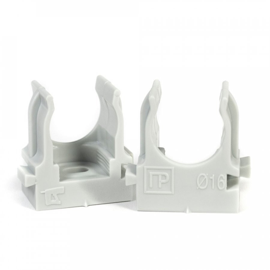 Крепеж-клипса для монтажного пистолета серая в гофроящике D16 (1400 шт) (PR13.0452) Крепление для труб ПВХ