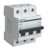 GENERICA ВА47-29М 3P C 25А 4,5кА (MVA21-3-025-C-G) Автоматический выключатель