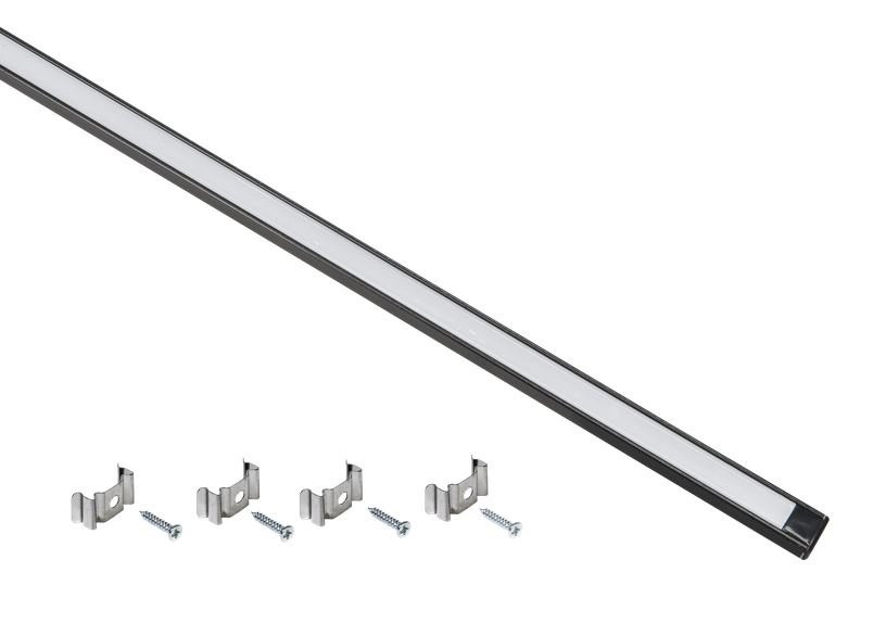Профиль алюминиевый для LED ленты 1607 2м опал черный (LSADD1607-SET1-2-N1-1-K02) Профиль алюминиевый для светодиодной ленты