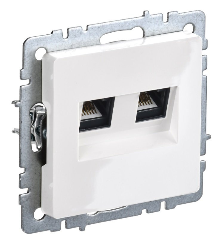 Розетка компьютерная 2-местная RJ45 BRITE РК10-2-БрБ кат.5E белый (BR-K20-1-K01) Розетка компьютерная