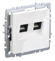 Розетка компьютерная 2-местная RJ45 BRITE РК10-2-БрБ кат.5E белый (BR-K20-1-K01) Розетка компьютерная