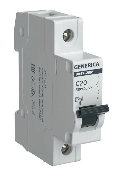 GENERICA ВА47-29М 1P C 20А 4,5кА (MVA21-1-020-C-G) Автоматический выключатель