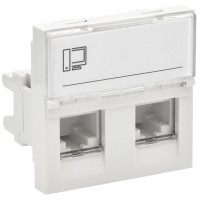 Розетка компьютерная RJ45 PRIMER РКИ-22-00-П- UTP кат.5E 2 модуля 2 входа белая (PR-KK40D-RI-0-2-2C5EU-K01) Розетка компьютерная