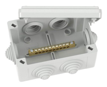 Коробка уравнивания потенциалов, 6 вводов 120х80х50 (NE3112) Коробка уравнивания потенциалов, 12 зажимов