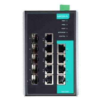 EDS-G509 Коммутатор 5 x Combo Gigabit (10/100/1000BaseTX или 100/1000BaseSFP), 4х10/100/1000BaseTX EDS-G509 Коммутатор 5 x Combo Gigabit (10/100/1000BaseTX или 100/1000BaseSFP), 4х10/100/1000BaseTX