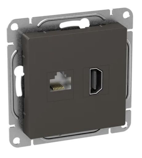Механизм розетки HDMI+RJ45 (cat5), мокко Эпика (UP1-SOM-HDMI-RJ45) Механизм розетки HDMI+RJ45