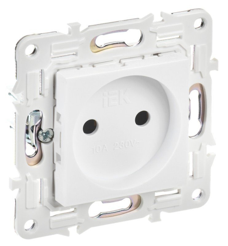 SKANDY Розетка 1-местная SK-R02W без заземления без защитных шторок скрытой установки 10А арктический белый (SK-R10-10-K01) Розетка без защитных шторок
