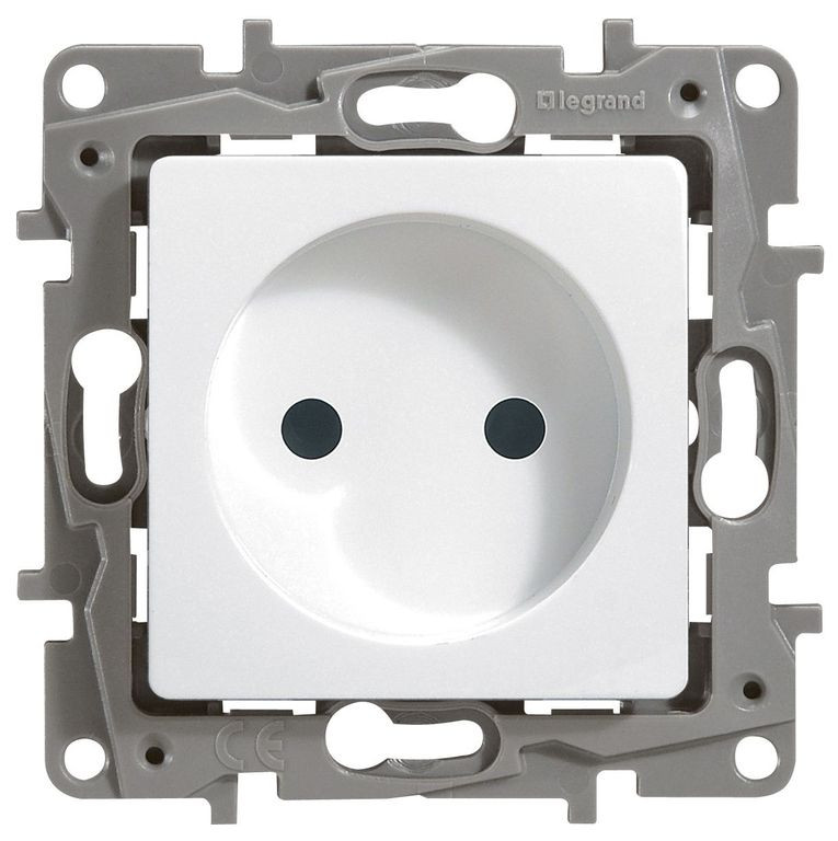 ETIKA розетка 1-местная без заземления, без защитных шторок, скрытой установки, белый (672220) Розетка