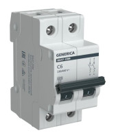 GENERICA ВА47-29М 2P C 6А 4,5кА (MVA21-2-006-C-G) Автоматический выключатель