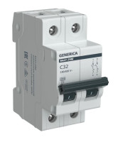 GENERICA ВА47-29М 2P C 32А 4,5кА (MVA21-2-032-C-G) Автоматический выключатель