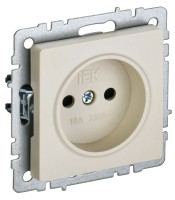 Розетка 1-местная BRITE РСш10-2-БрКр без заземления с защитными шторками скрытой установки 10А бежевый (BR-R13-10-K10) Розетка с защитными шторками
