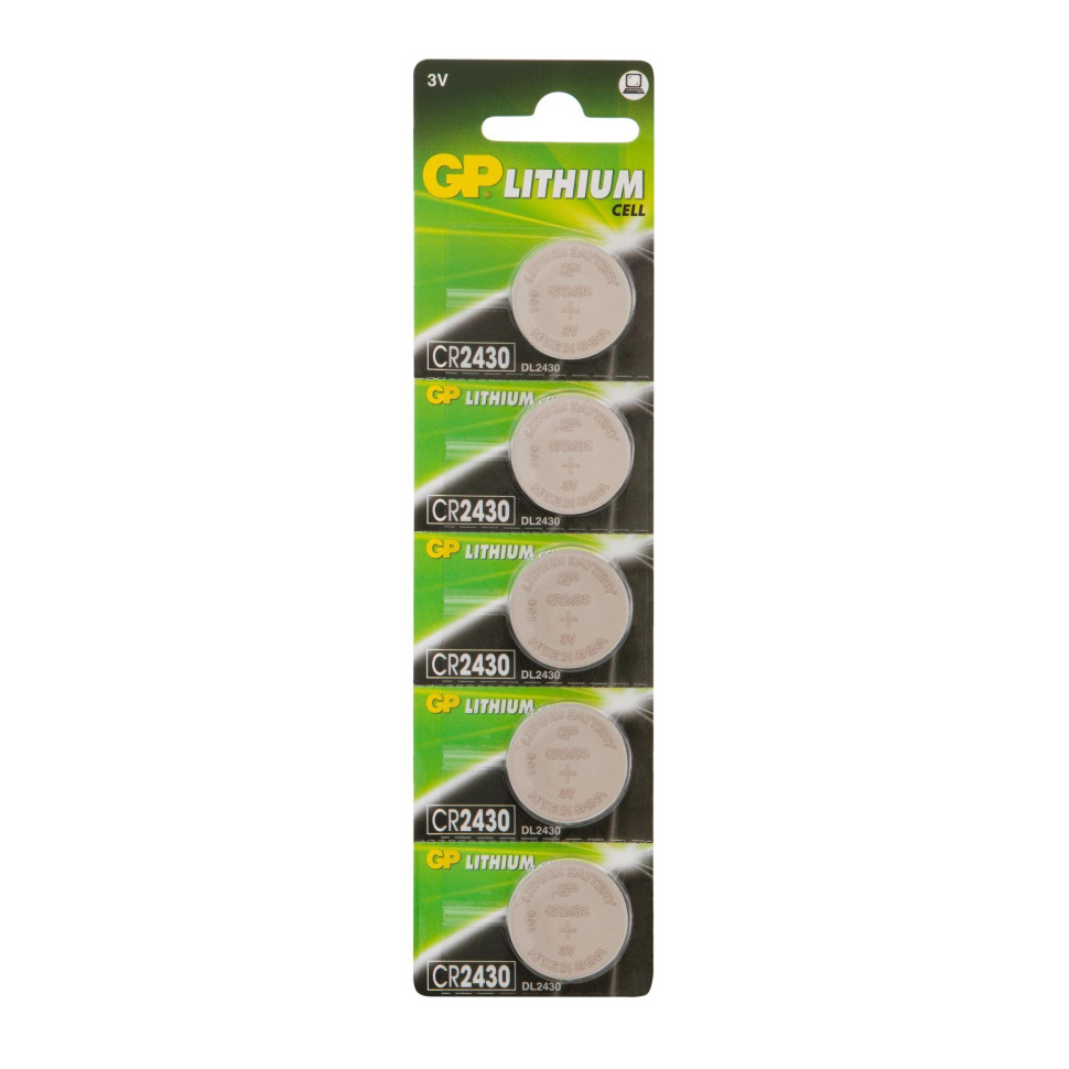 GP Lithium CR2430 (GP CR2430-2C5 100/1000), упак. 5 шт. БЛИСТЕР Литиевые дисковые батарейки