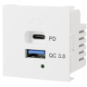 Розетка USB А+С, протоколы QC 3.0, PD, 65Вт LK45 белый (858304) Розетка модульная высокоскоростная USB