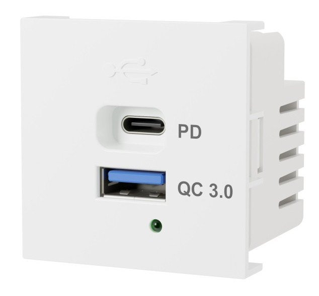 Розетка USB А+С, протоколы QC 3.0, PD, 65Вт LK45 белый (858304) Розетка модульная высокоскоростная USB