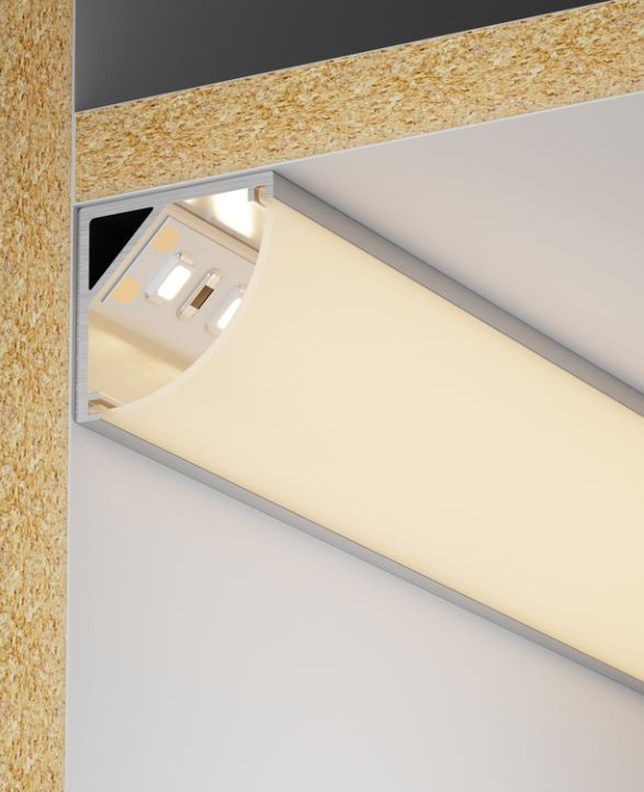 Профиль алюминиевый для LED ленты 1616 2м опал (LSADD1616-SET1-2-N3-1-12) Профиль алюминиевый для светодиодной ленты