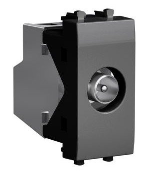 Розетка TV проходная Avanti 1 модуль черный квадрат (4402511) Розетка TV