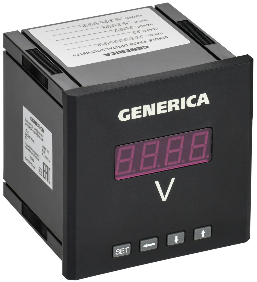 Вольтметр цифровой щитовой однофазный 96х96 LED GENERICA (IDV21-5-1-0-LED-G) Вольтметр цифровой