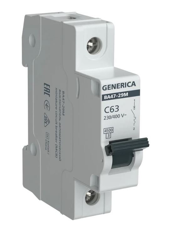GENERICA ВА47-29М 1P C 63А 4,5кА (MVA21-1-063-C-G) Автоматический выключатель