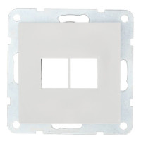 Накладка с суппортом розетки БЕЗ механизма LK80, белый (846204-0) Накладка с суппортом розетки компьютерной и телефонной на 2 входа