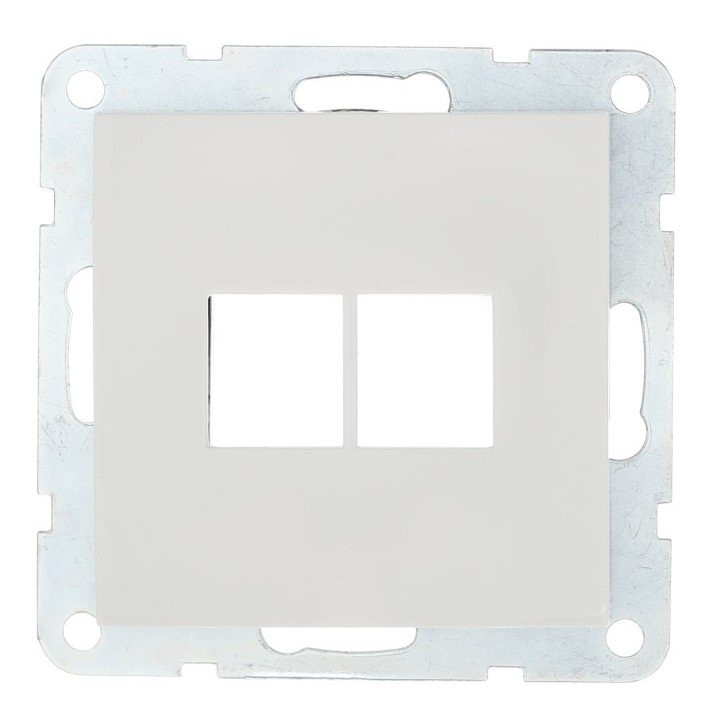 Накладка с суппортом розетки БЕЗ механизма LK80, белый (846204-0) Накладка с суппортом розетки компьютерной и телефонной на 2 входа