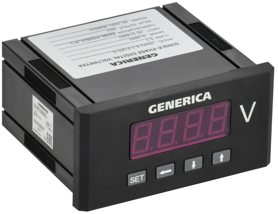 Вольтметр цифровой щитовой однофазный DO RS-485 48х96 LED GENERICA (IDV41-5-1-3-LED-G) Вольтметр цифровой