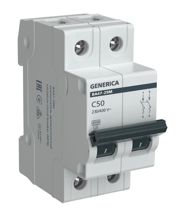 GENERICA ВА47-29М 2P C 50А 4,5кА (MVA21-2-050-C-G) Автоматический выключатель