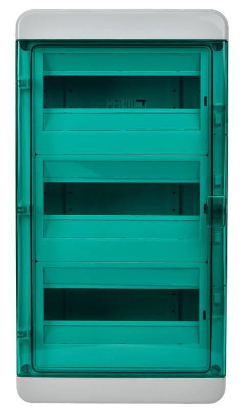 Корпус пластиковый TEKFOR КМПн-36 IP65 зеленая прозрачная дверь (TF5-KP72-N-36-65-K03-K06) Корпус пластиковый