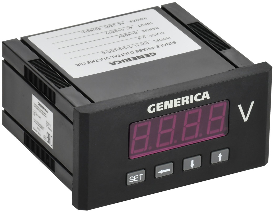 Вольтметр цифровой щитовой однофазный 48х96мм LED GENERICA (IDV41-5-1-0-LED-G) (IDV41-5-1-0-LED-G) Вольтметр цифровой