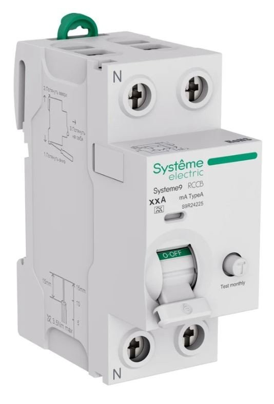 Systeme9 ВДТ 2P 63A 30мА Тип-A 230В (S9R22263) Выключатель дифференциального тока (УЗО)