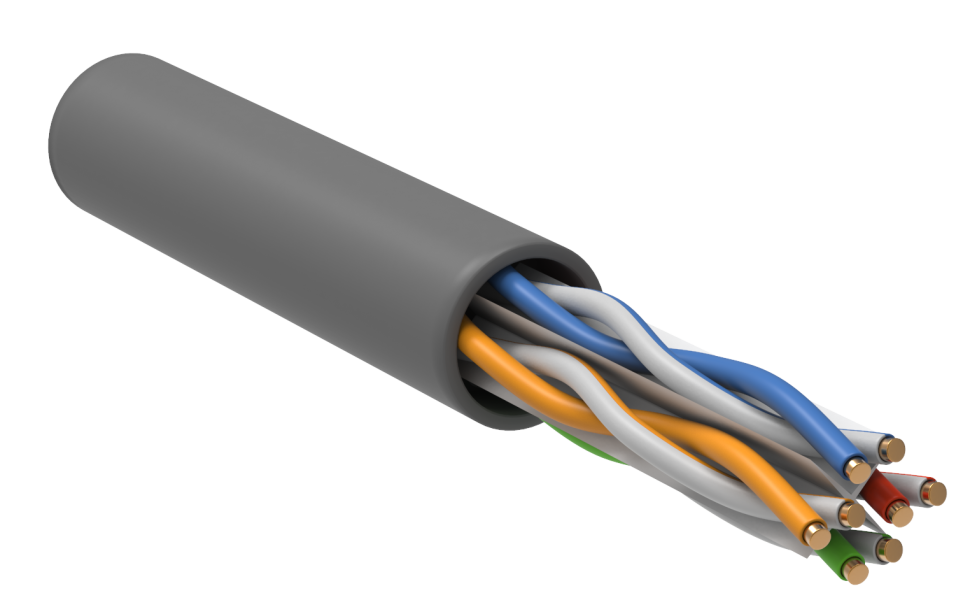 U/UTP, CAT 6, ZH нг(А)-HF, 4PR, 23AWG, INDOOR, SOLID, серый, 305 м, REXANT (01-0067) Кабель «витая пара» (LAN) для структурированных систем связи