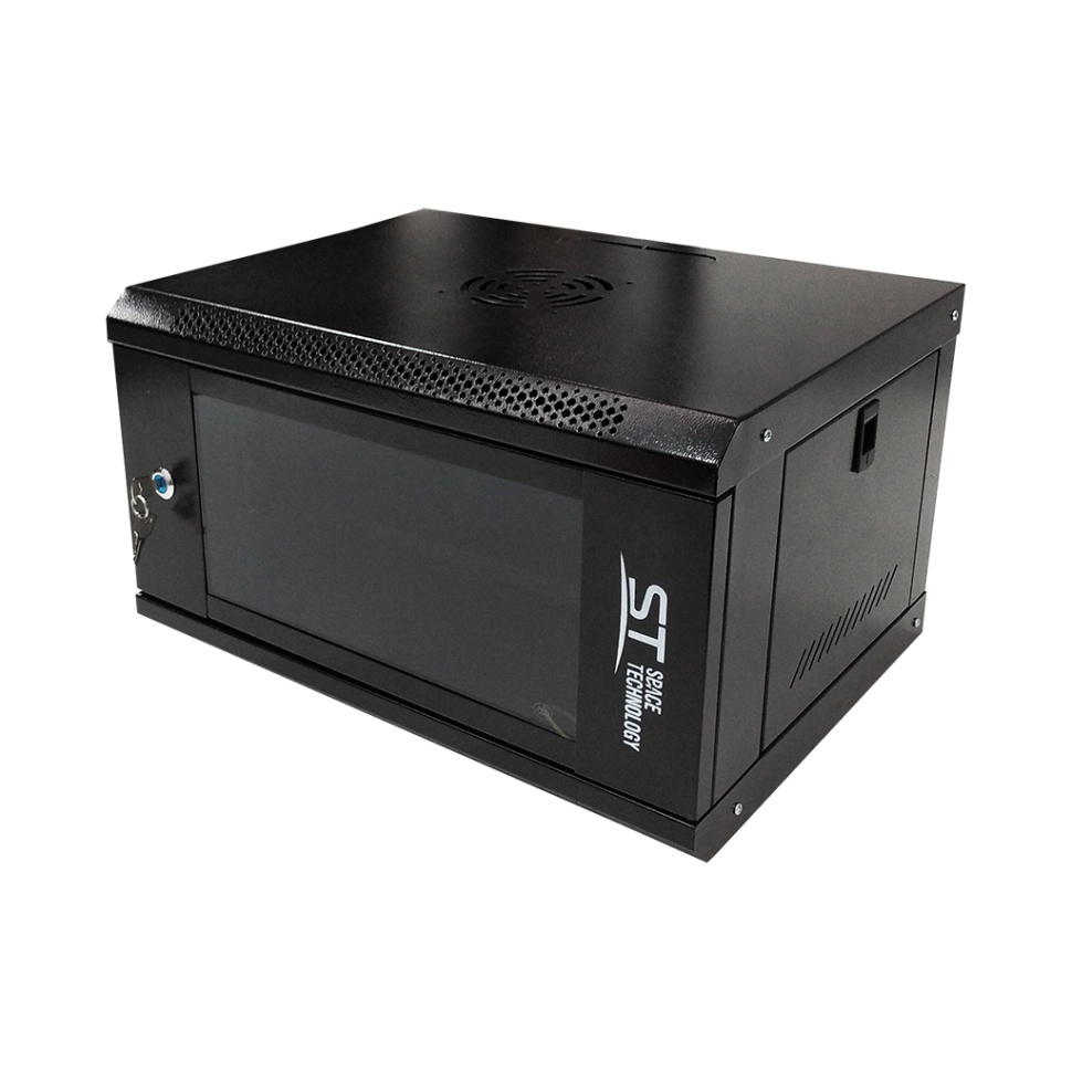 ST-NC6U01 (черный) С ПОЛКОЙ (версия 2) Шкаф телекоммуникационный 19" настенный 6U