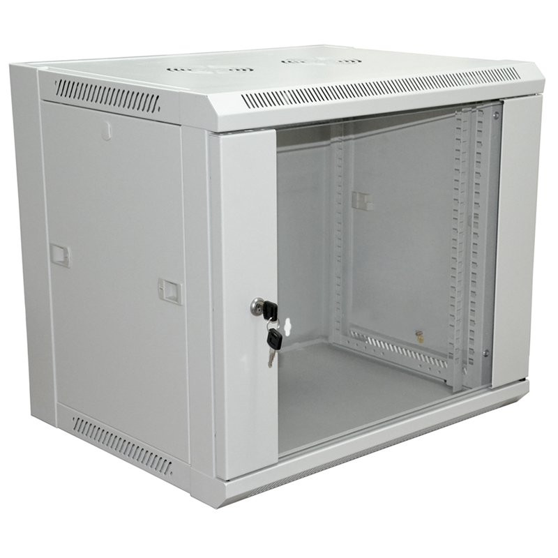 Шкаф телекоммуникационный 19" настенный 6U 600×450×370 мм (ШxГxВ) - передняя дверь стекло, боковые стенки съемные (разобранный), RAL 7035 (04-2200) Шкаф телекоммуникационный 19" настенный 6U