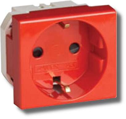 Розетка силовая 2Р+Е Viva 2 модуля красная (45015) Розетка силовая штекерная с заземлением и со шторками