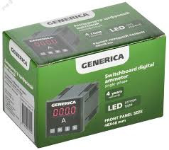 Амперметр цифровой щитовой однофазный 72х72мм LED GENERICA (IDA11-5-1-0-LED-G) Амперметр цифровой
