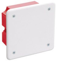 Коробка распаячная КМ41001 92х92х45 для твердых стен с саморезами с крышкой (UKT11-092-092-040) Коробка распаячная безгалогенная (HF)