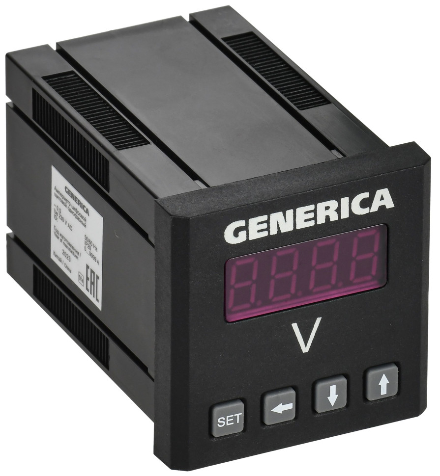 Вольтметр цифровой щитовой однофазный 48х48 LED GENERICA (IDV31-5-1-0-LED-G) Вольтметр цифровой