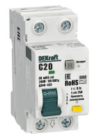 АВДТ 1P+N 20А 30мА AC C 103 6кА (16312DEK) Автоматический выключатель дифференциального тока