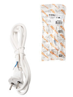 Шнур сетевой с вилкой ПВС 2x0,75мм2 3м б/з белый TDM (SQ1305-0072) Шнур сетевой с вилкой