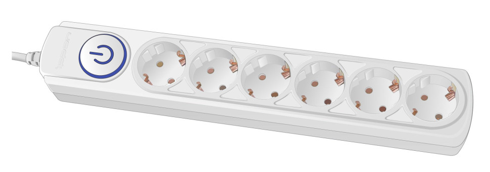 Ippon BK-6-EU-3-16-W белый, 3м (1804838) Сетевой фильтр