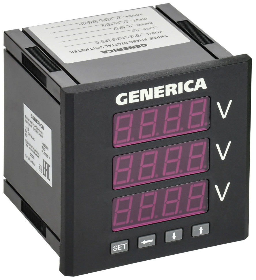 Вольтметр цифровой щитовой трехфазный DO RS-485 96х96 LED GENERICA (IDV21-5-3-3-LED-G) Вольтметр цифровой