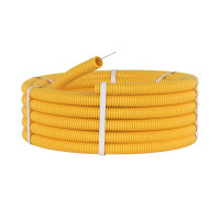 Труба ПВХ легкая желтая D20 (91920Y) Труба гофрированная с протяжкой, не распространяющая горение