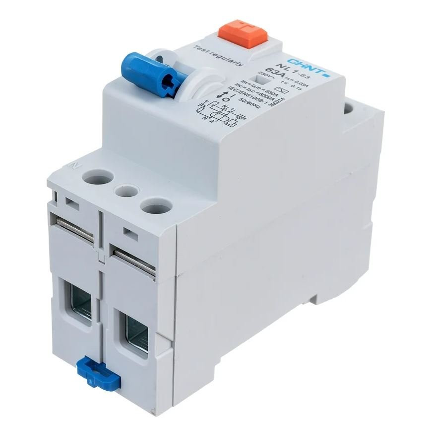 Выключатель диф. тока (УЗО) 2п 63А 30мА тип AC 6кА NL1-63 CHINT (200214) Выключатель дифференциального тока