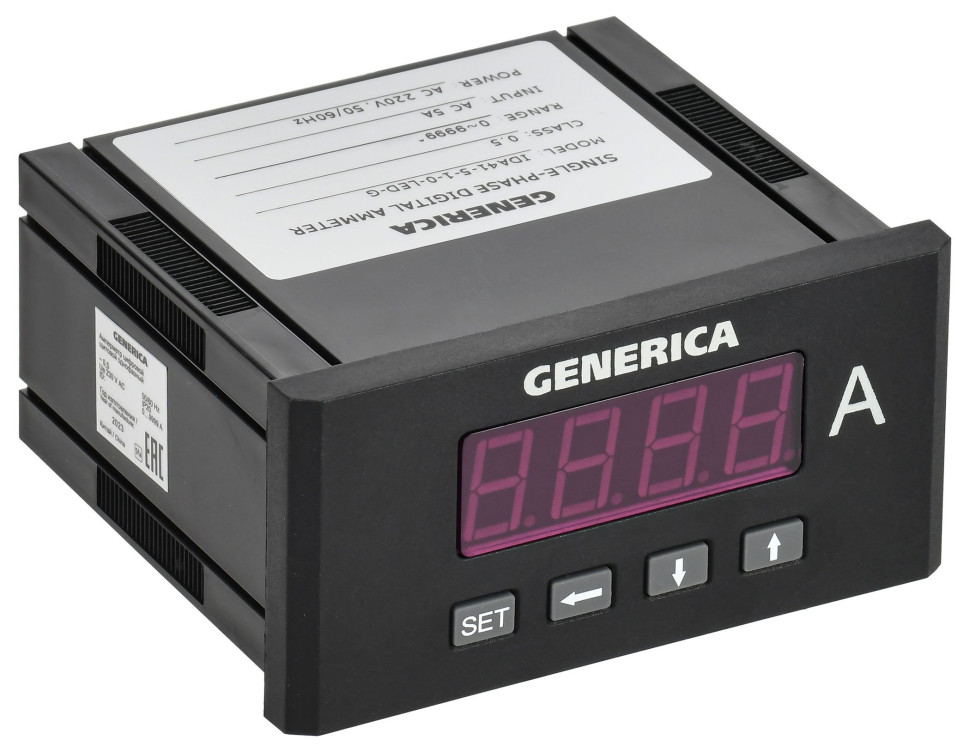 Амперметр цифровой щитовой однофазный 48х96 LED GENERICA (IDA41-5-1-0-LED-G) Амперметр цифровой