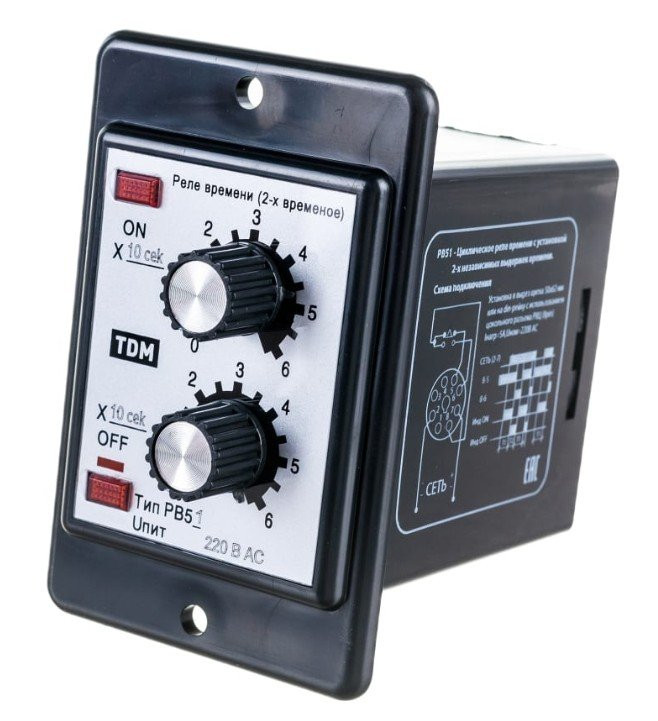 РВ51-2Т-60х60сек-5А-230В-8Ц/Щ TDM (SQ1503-0016) Реле времени циклическое