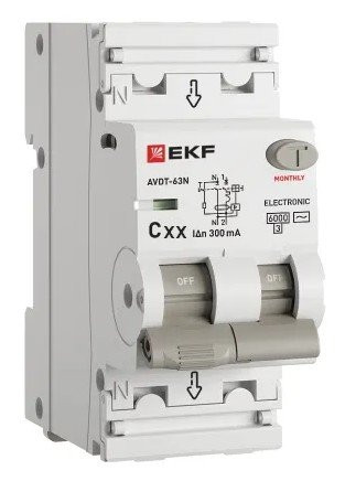 АВДТ-63N 1P+N 40А 300мА 6кА PROXIMA (D63N26E40C300) Автоматический выключатель дифференциального тока