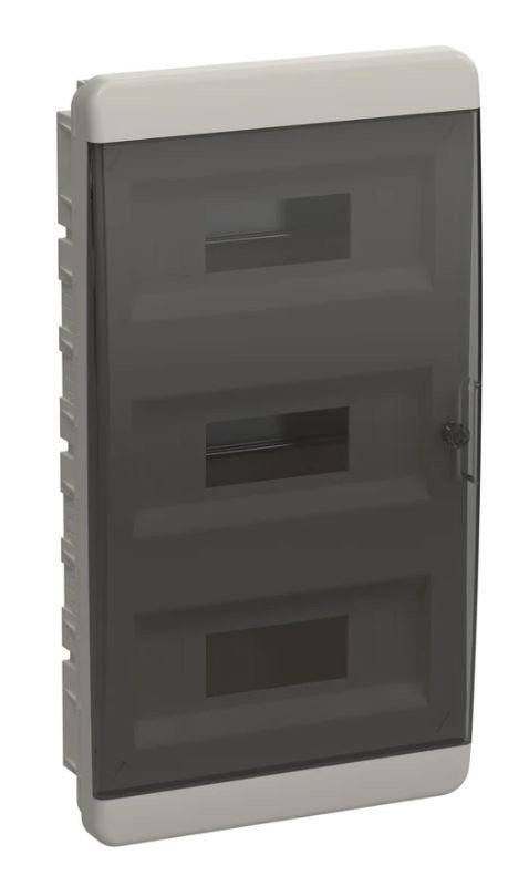 Корпус пластиковый встраиваемый TEKFOR ЩРВ-П-36 IP41 черная прозрачная дверь (TF5-KP12-V-36-41-K01-K03) Корпус пластиковый