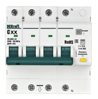 АВДТ 3P+N 16А 30мА AC C 103 6кА (16401DEK) Автоматический выключатель дифференциального тока